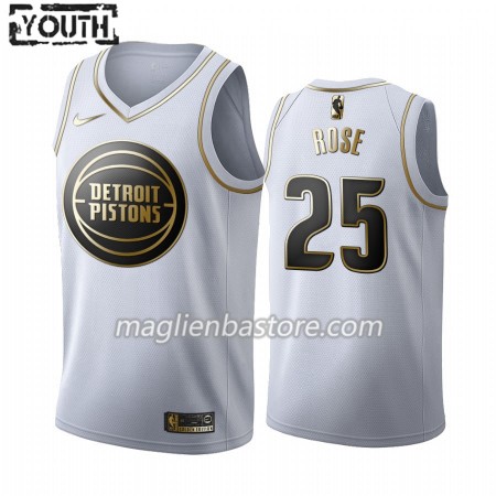 Maglia NBA Detroit Pistons Derrick Rose 25 Nike 2019-20 Bianco Golden Edition Swingman - Bambino